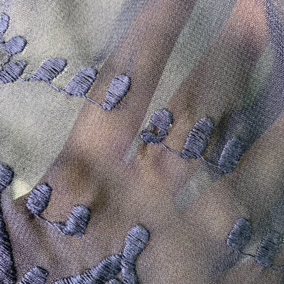 Soft Surroundings Women's Navy Blue Sheer Button Down Blouse Size Petit Medium - Picture 9 of 16